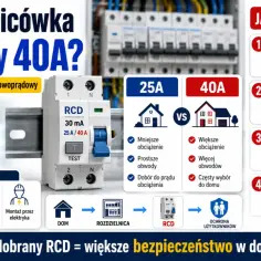 Jaka różnicówka 25A czy 40A? Poradnik wyboru wyłącznika RCD do domu, uwzględniający obciążenie i liczbę obwodów.