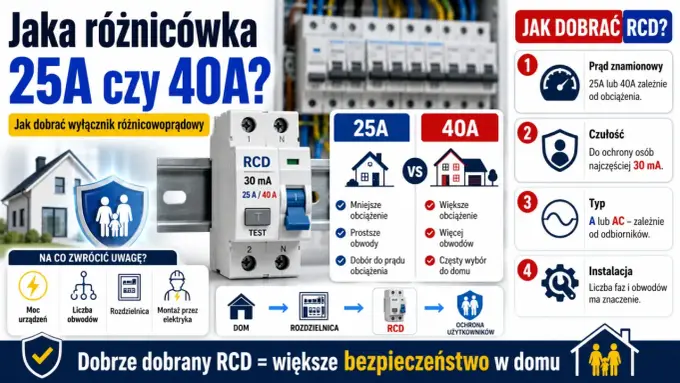 Różnicówka 25 A czy 40 A? Jak dobrać właściwy model